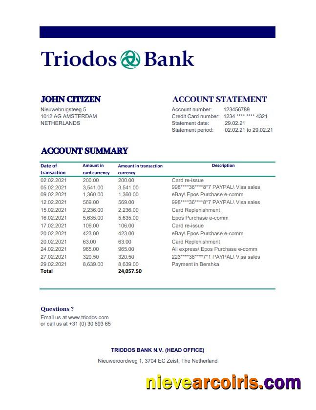 Netherlands Triodos Bank excel pdf